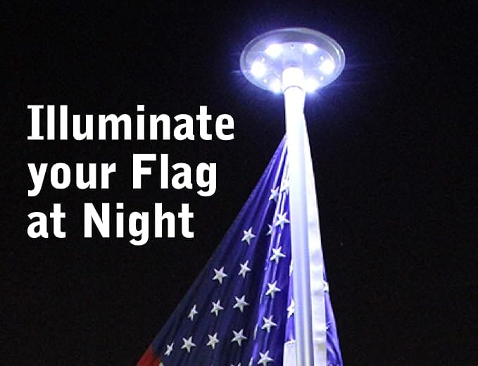 American Solar Flagpole Light | Made in USA, Easy‑Mount Illumination - Liberty Flagpoles - Solar Flagpole Lights
