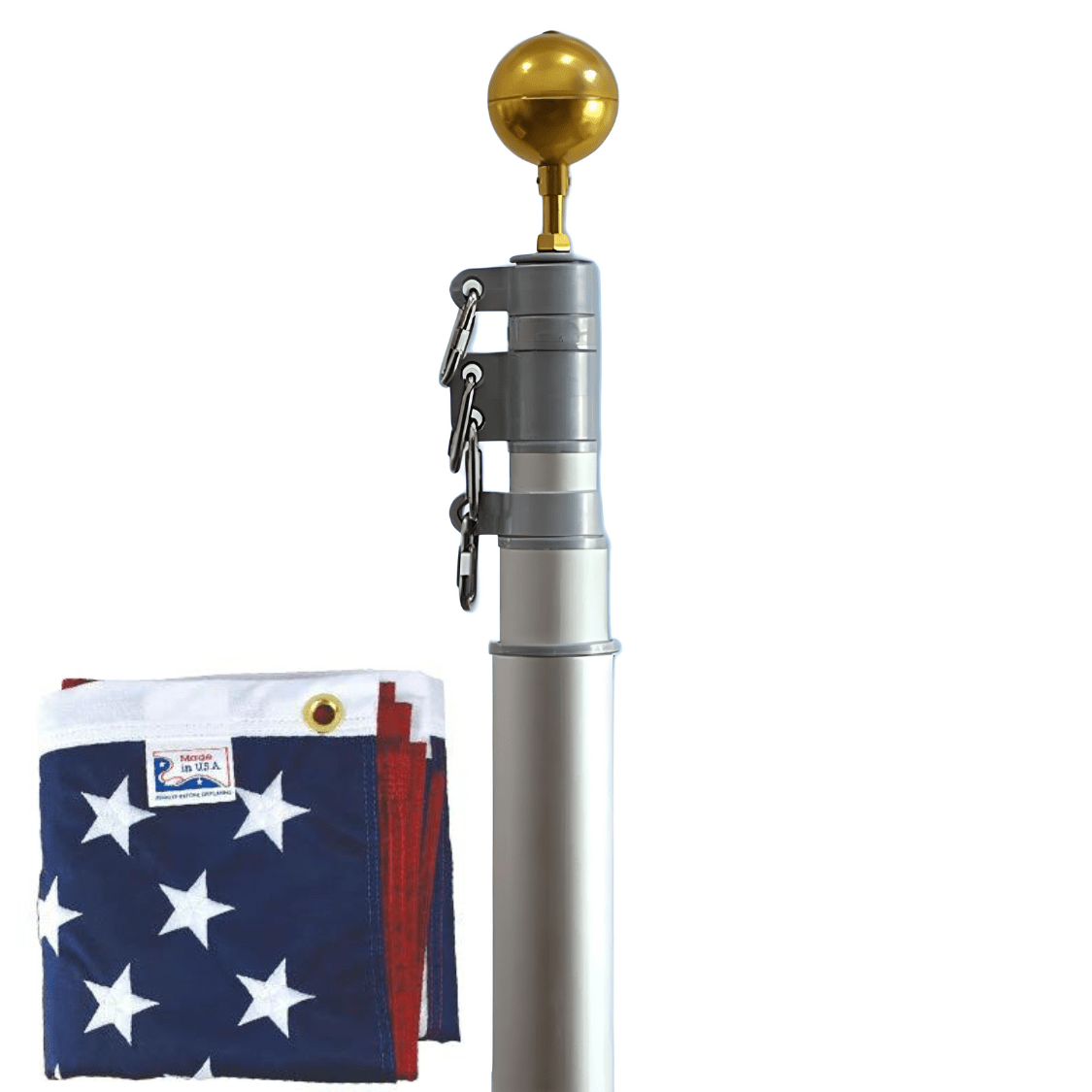 Titan Telescoping Flagpole Kit - 25' Silver