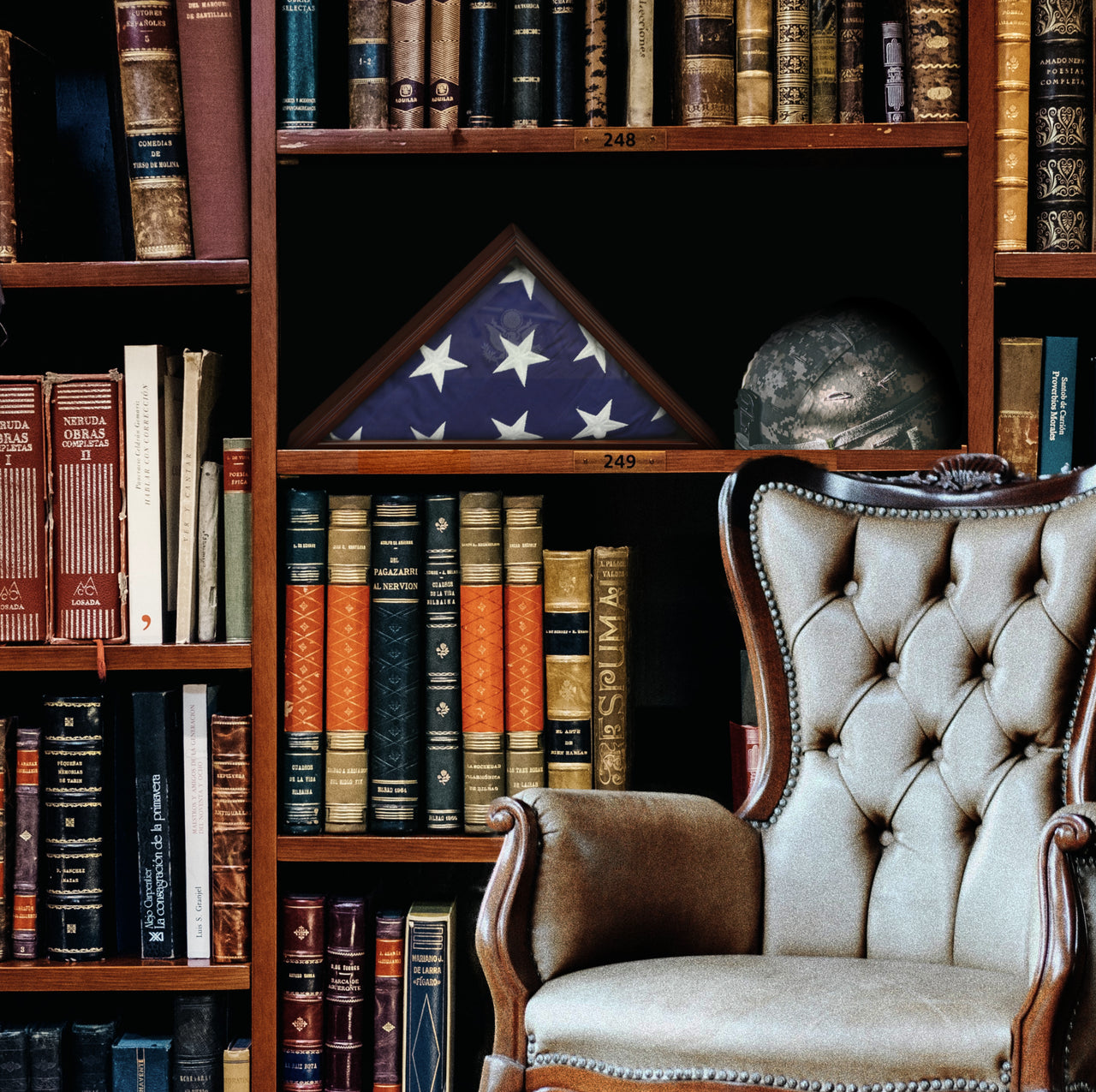 Premium Memorial Flag Case - Cherry Finish w/ Optional Etched Seal | Made in USA - Liberty Flagpoles - Memorial Case