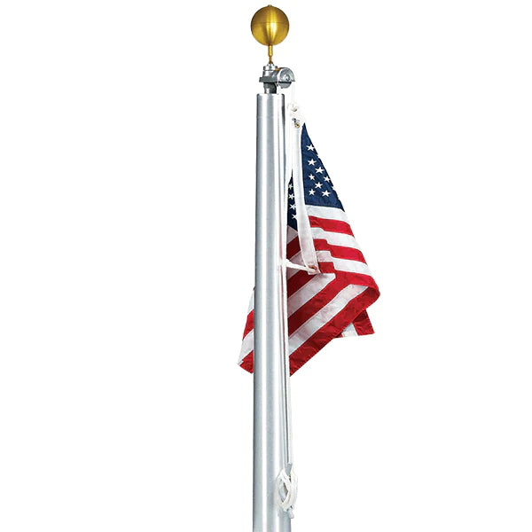 35' Hurricane Resistant Aluminum Flagpole | External or Internal Halyard | 4 Colors