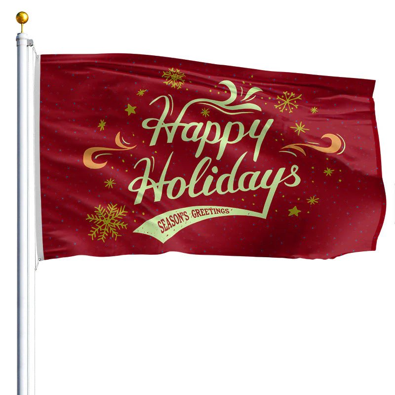 Christmas: Seasons Greetings Flag | Nylon 3' x 5' - Liberty Flagpoles - Holiday Flags