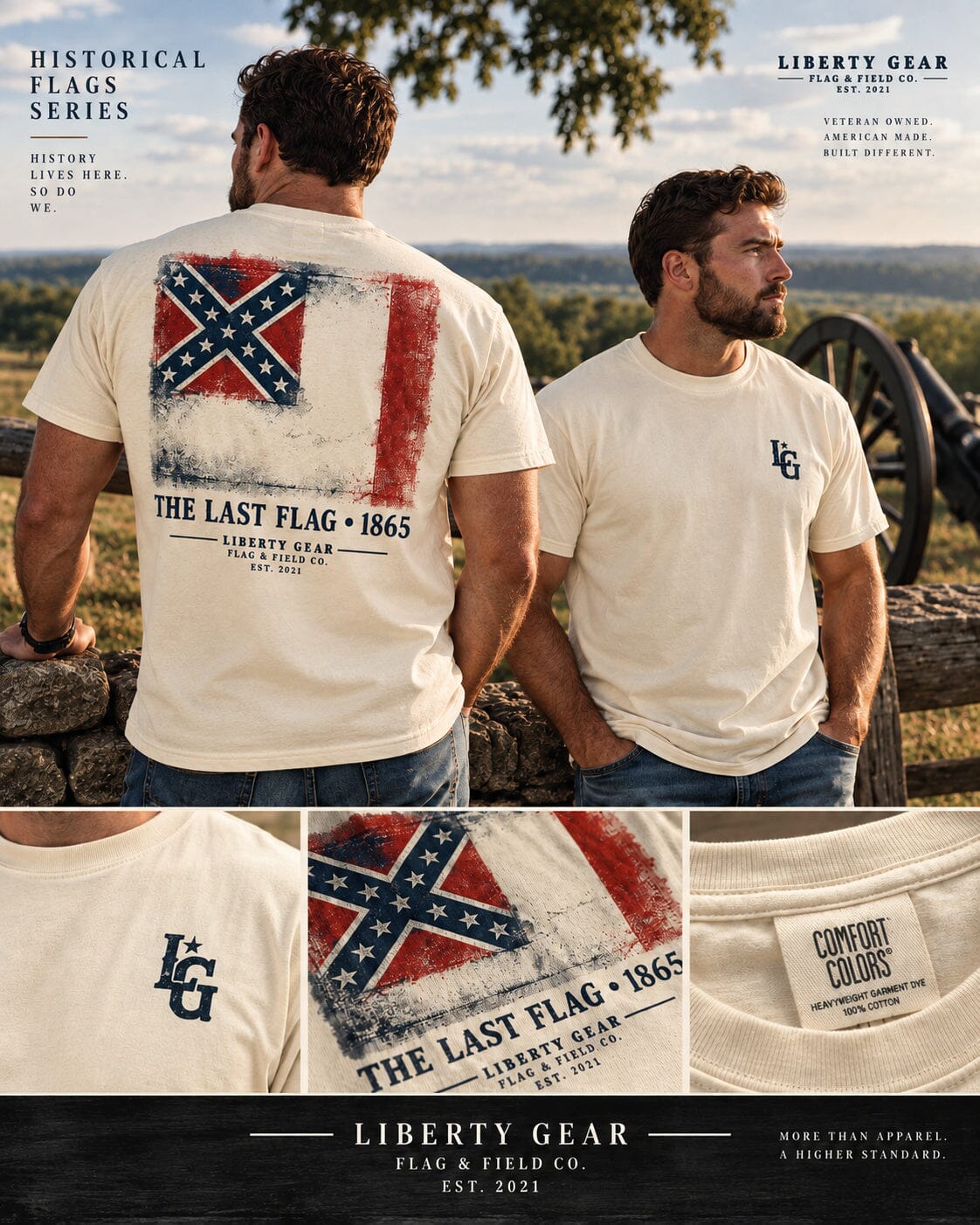 The Last Flag Tee | 1865 Blood-Stained Banner | Liberty Gear Historical Flags Series