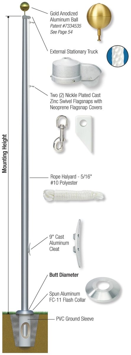 Liberty Estate Series (15′–30′) Residential Aluminum Flag Pole | American Made Strength - Liberty Flagpoles - Residential Flagpole