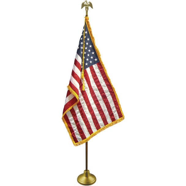 Grand U.S. Nylon Indoor Flag Set | Made in USA | Parade Ready