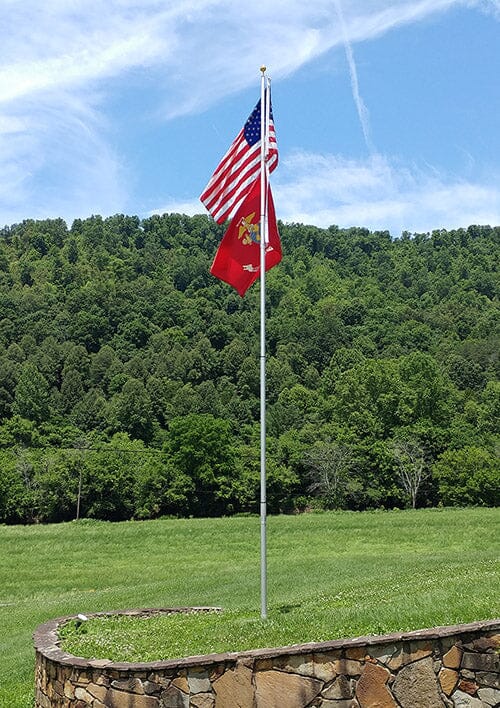 Residential Telescoping Flagpole | Satin or Bronze | 17' or 21' - Liberty Flagpoles - Telescoping Flagpole