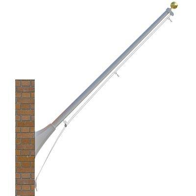 Commercial Aluminum Wall Flagpole w/ Outrigger - Liberty Flagpoles - Wall Mount