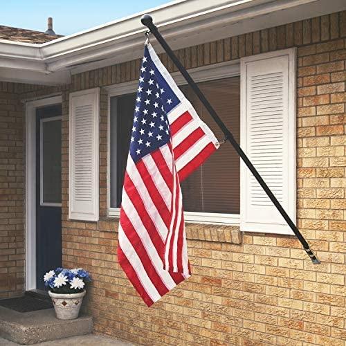 Deluxe Residential One Piece Black Aluminum Wall Flagpole - Liberty Flagpoles - Wall Mount Flagpole