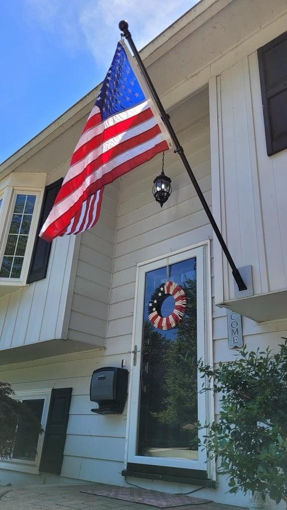Deluxe Residential One Piece Black Aluminum Wall Flagpole - Liberty Flagpoles - Wall Mount Flagpole