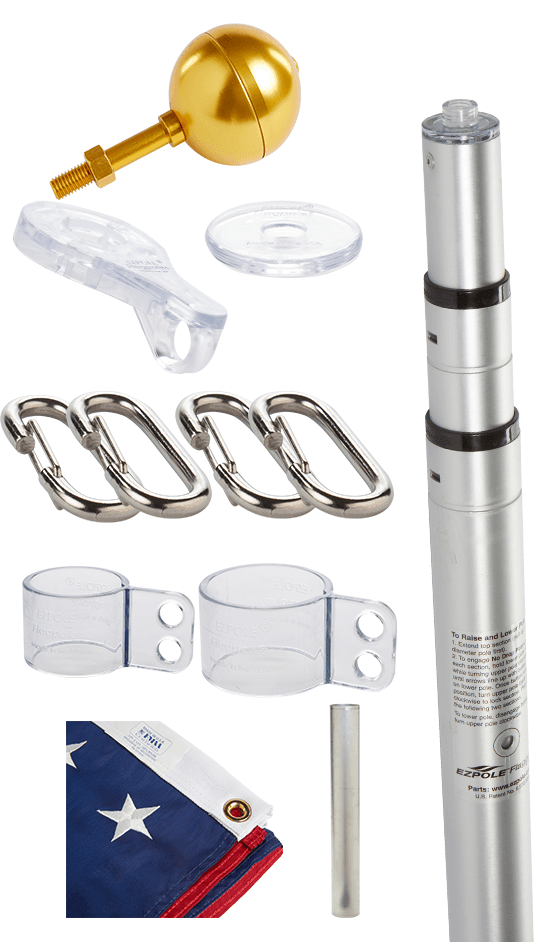 Residential Telescoping Flagpole | Satin or Bronze | 17' or 21' - Liberty Flagpoles - Telescoping Flagpole