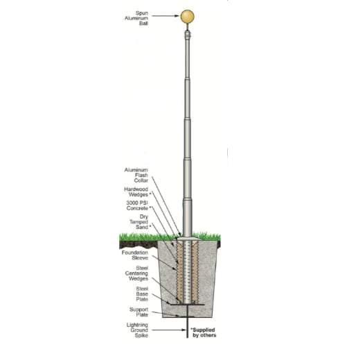 Giant Series | 110ft Commercial Steel Flagpole | Internal Halyard | Silver - Liberty Flagpoles - Steel Flagpole