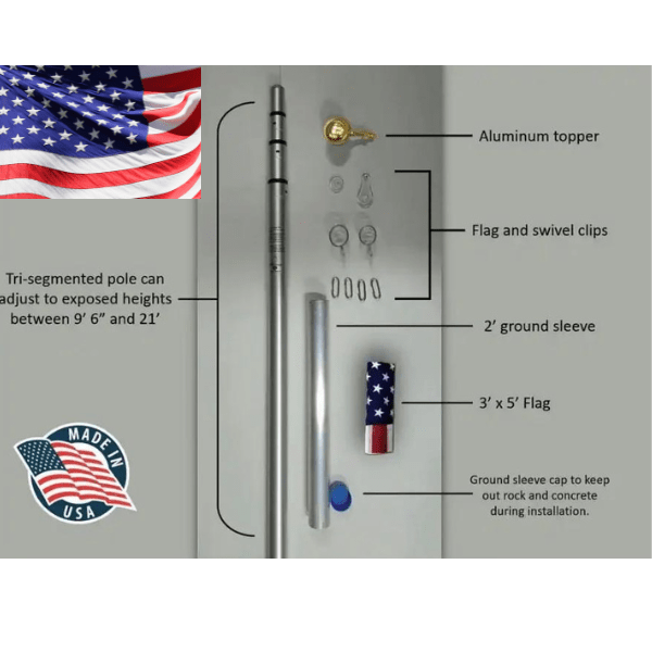 Residential Telescoping Flagpole | Satin or Bronze | 17' or 21' - Liberty Flagpoles - Telescoping Flagpole