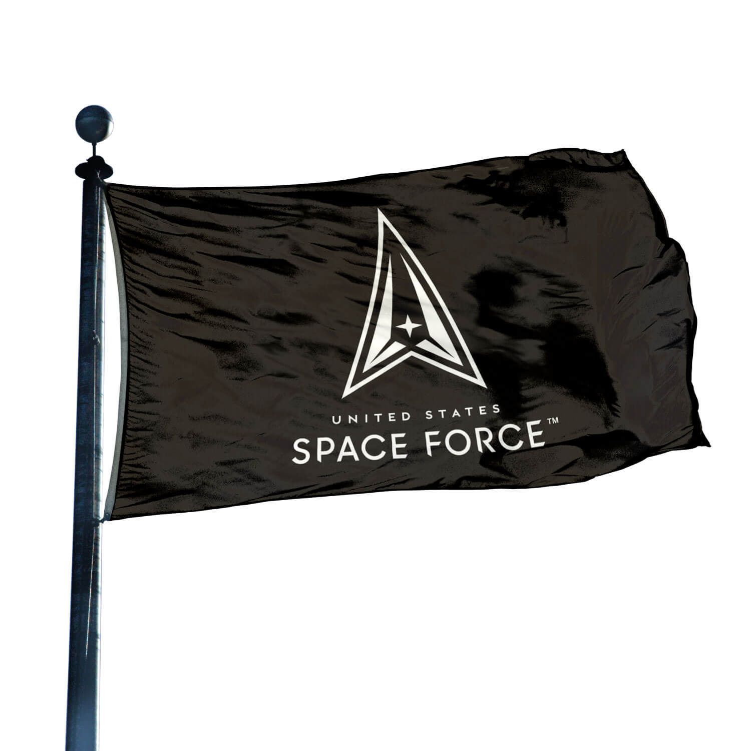 Space Force Logo Flag | Nylon 3' x 5' | White & Black - Liberty Flagpoles - Military Flags