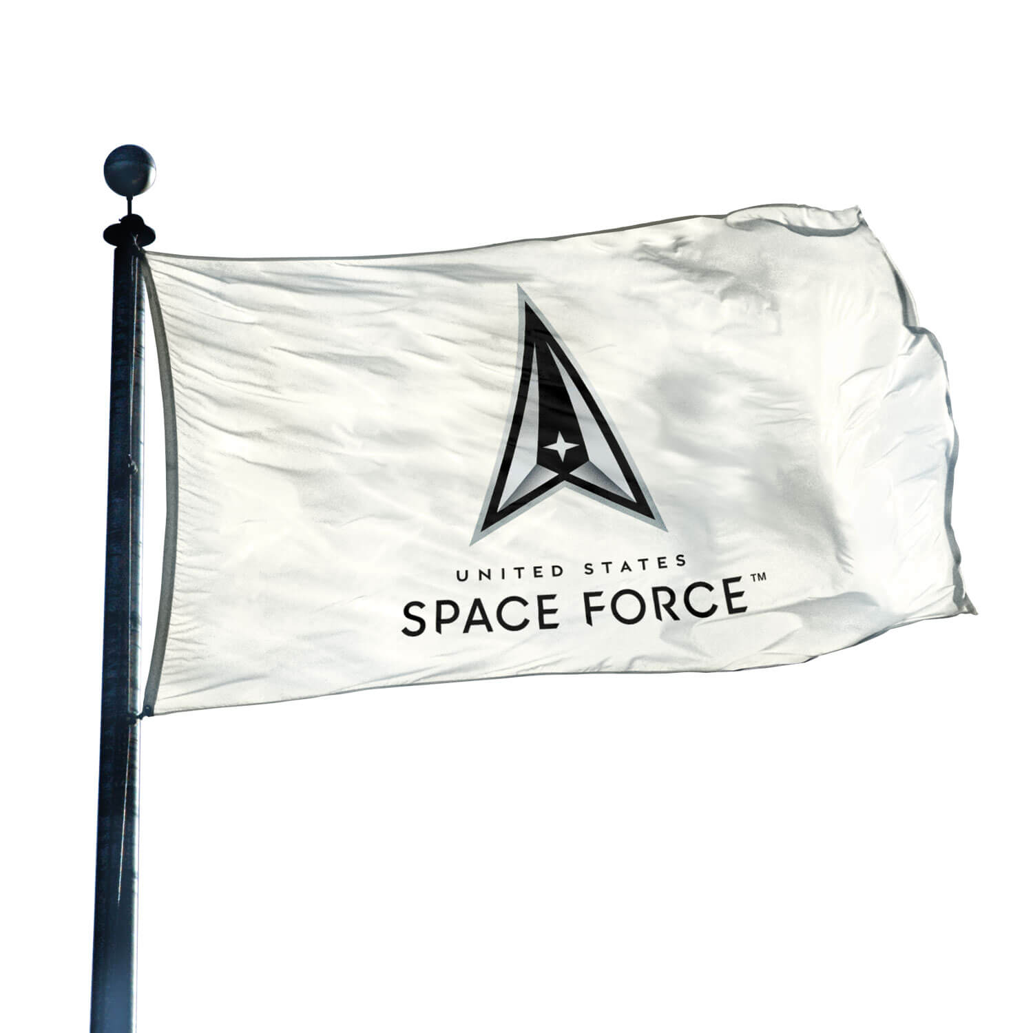 Space Force Logo Flag | Nylon 3' x 5' | White & Black - Liberty Flagpoles - Military Flags