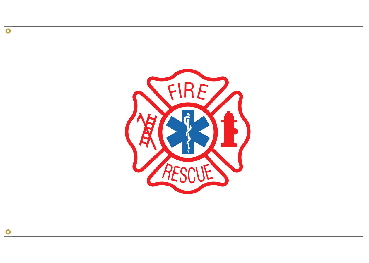 Fire Rescue Flag | Nylon 3' x 5' - Liberty Flagpoles - Service Flags