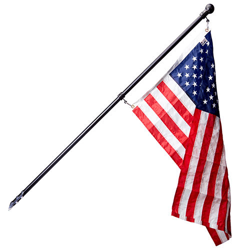 Deluxe Residential One Piece Black Aluminum Wall Flagpole-Wall Mount Flagpole, part of Liberty Flag Poles collection of flag poles for houses