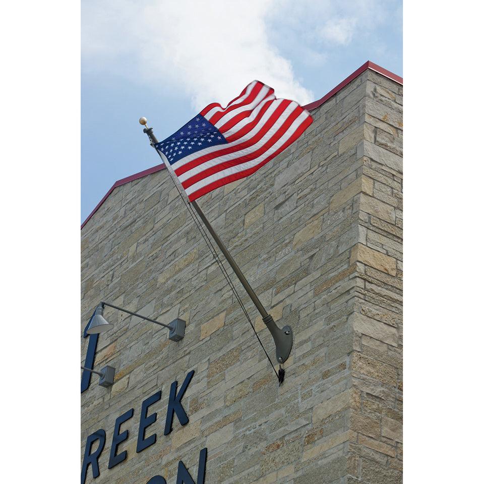 Commercial Aluminum Wall Flagpole w/ Outrigger - Liberty Flagpoles - Wall Mount