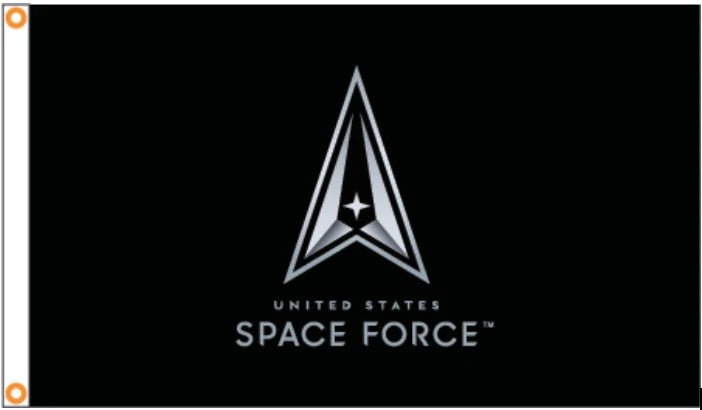 Space Force Logo Flag | Nylon 3' x 5' | White & Black - Liberty Flagpoles - Military Flags