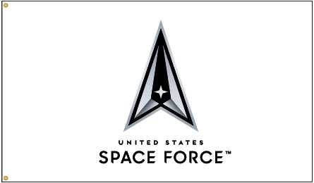 Space Force Logo Flag | Nylon 3' x 5' | White & Black-Military Flags-Liberty Flagpoles