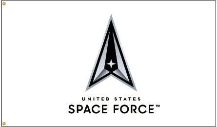 Space Force Logo Flag | Nylon 3' x 5' | White & Black - Liberty Flagpoles - Military Flags
