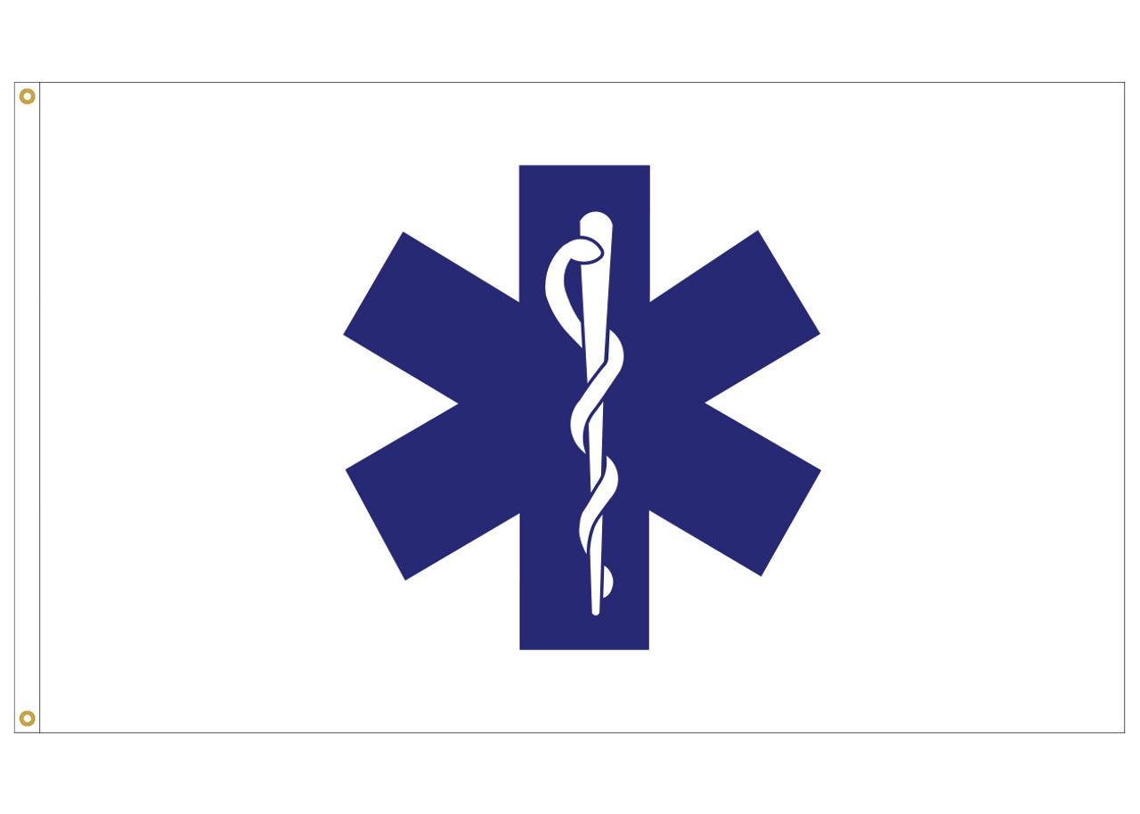 Star of Life Flag | Nylon 3' x 5' - Liberty Flagpoles - Service Flags
