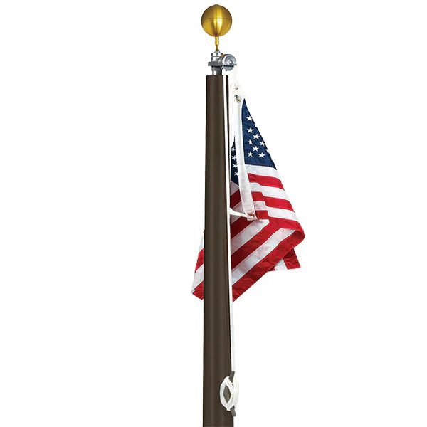 35' Hurricane Resistant Aluminum Flagpole | External or Internal Halyard | 4 Colors