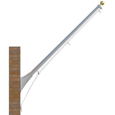 Commercial Aluminum Wall Flagpole w/ Outrigger-Wall Mount-Liberty Flagpoles, part of Liberty Flagpoles' collection of wall mounted flagpoles