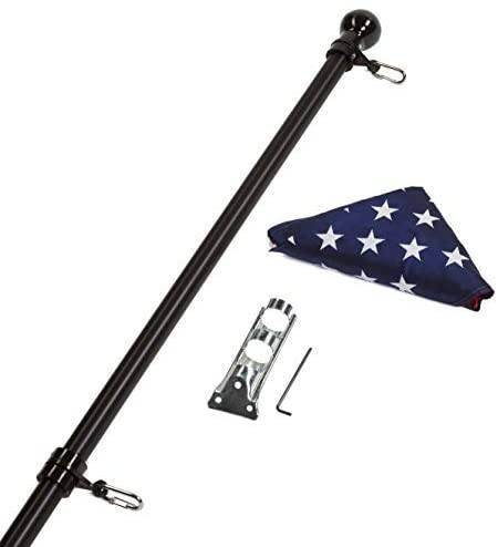 Deluxe Residential One Piece Black Aluminum Wall Flagpole-Wall Mount Flagpole, part of Liberty Flag Poles collection of flag poles for houses