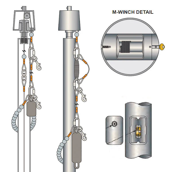 20ft Aluminum Flagpole - Internal Halyard - Commercial Grade